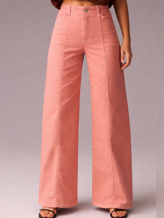 Maeve Denim - Anthropologie Maeve Delaney Clean Seamed High Rise Wide Leg Jeans 29 Pink Blush